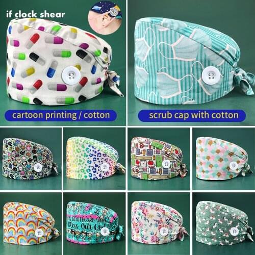 Fashion pure cotton flower printing medical surgical cap nurse hair care Baotou scrub cap beauty salon nursing doctor nurse caps