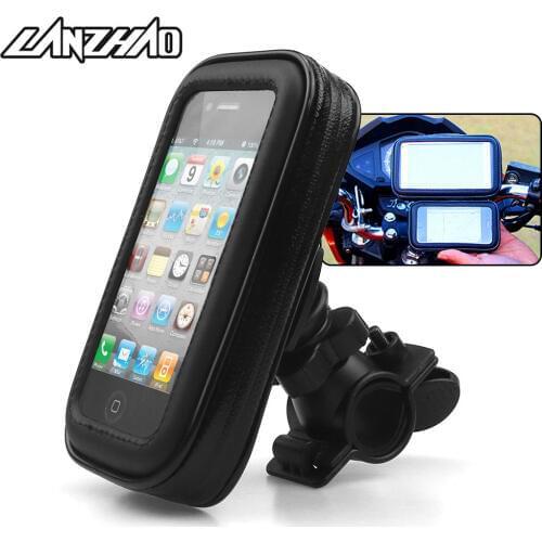 Motorcycle Handlebar Phone Holder Zipper Pocket Waterproof PU Leather Pouch Universal for Harley Kawasaki Yamaha Cruiser Touring