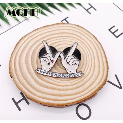 Cartoon Finger Enamel Brooch Whatever Forvevr Alloy Custom Badge Shirt Bag Pins Accessories Women Jewelry Gifts For Friends
