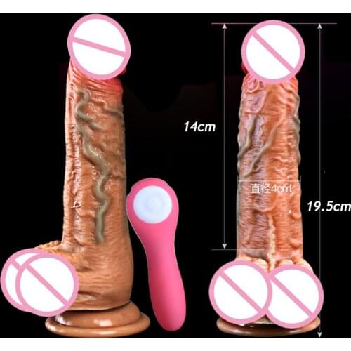 Soft Realistic Big Dildos Suction Cup phallus faloimitator Automatic Telescopic Heating Penis Dildo Vibrator Sex Toys For Women