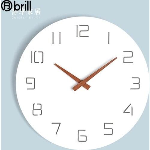 Nordic Creative White Wall Clock Modern Design Wood Silent Big Watch Clocks Wall Home Decor Kitchen Living Room Decoration Reloj