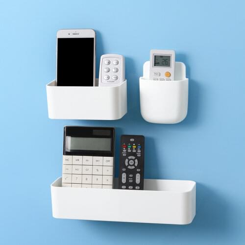 New Wall Mounted Cosmetic Storage Box Bathroom Rack Wall Shelf Self Adhesive Organizer Remote Control Holder Home Storage Decor