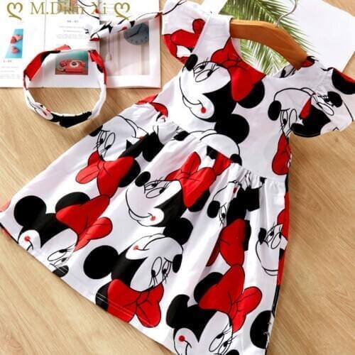 2020 New Fashion Baby Girls Dress Summer Dress Cartoon Minnie Mouse Dress Princess Dress Childrens Girl Clothing 1-6 Years
