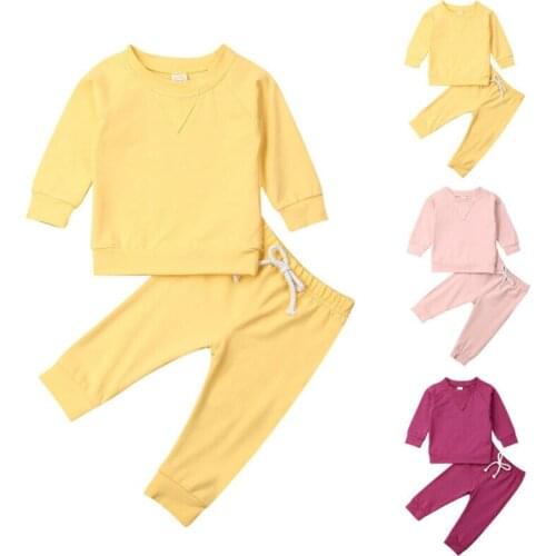 New Baby Girl Boy Autumn Cotton Clothes Set Tops+Long Pants Sport Outfits