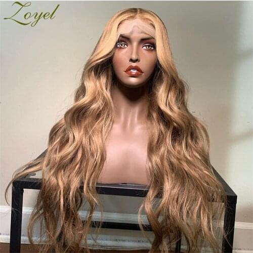 Zoyel Brown High Temperature Fiber Hair Synthetic Lace Front Wig Long Wavy Cosplay Lace Wigs For Women with Daily Wear