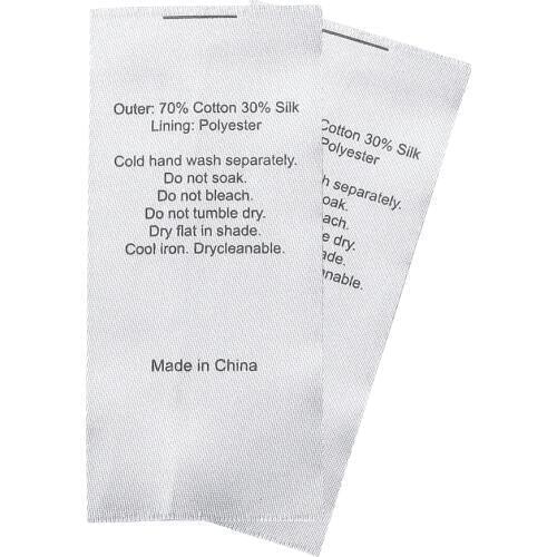 Customized Care Instruction Labels For Clothes Custom Printed Washable Mark Label For Clothing Sewing Satin Tags For Backpack