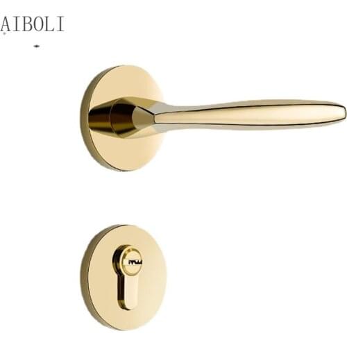 Golden Light Luxury Door Lock Indoor Bedroom Room Wooden Door Lock Mute Room Door Lock Household Universal Lock Door Handle