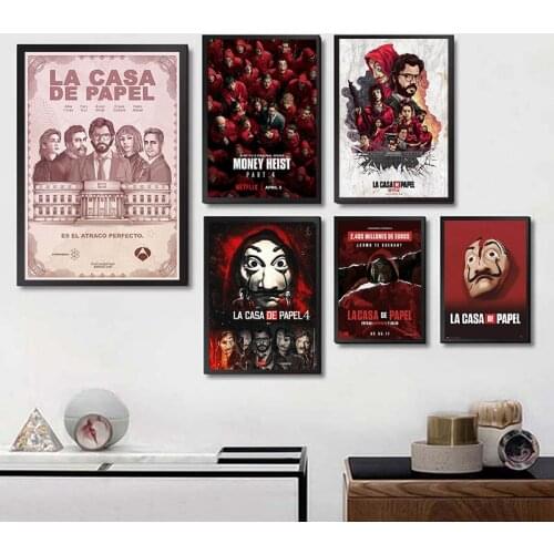 Self-adhesive Wall Stickers Money Heist Poster La casa de papel Prints 2020 Spanish TV Season Wall Picture Home Decor