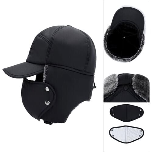 1Pcs New Sport Cap Fishing Winter Thermal Hats Men Women Fashion Ear Protection Face Windproof Ski Cap Velvet Thicken Couple Hat