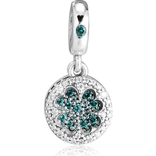 Charms 925 Silver Original Fit Pandora Bracelets Sterling Silver Lucky Four-Leaf Clover Hanging Beads for diy Women Jewelry