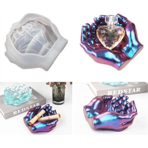 DIY Ashtray Epoxy Crystal Resin Silicone Mold Two-hand Model Hand Dish Ashtray Mirror Epoxy Silicone Mold