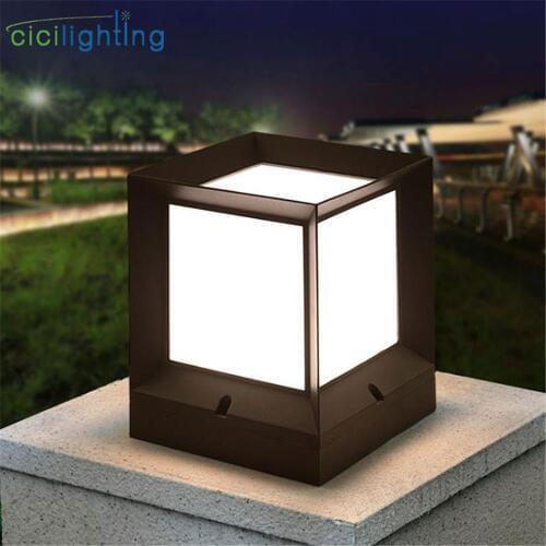 Modern Outdoor Path Lights, Black Pillar Lamp,Wall Lamp Exterior Fence Entrance Post Lighting E27 Landscape Lawn for Yard Garden