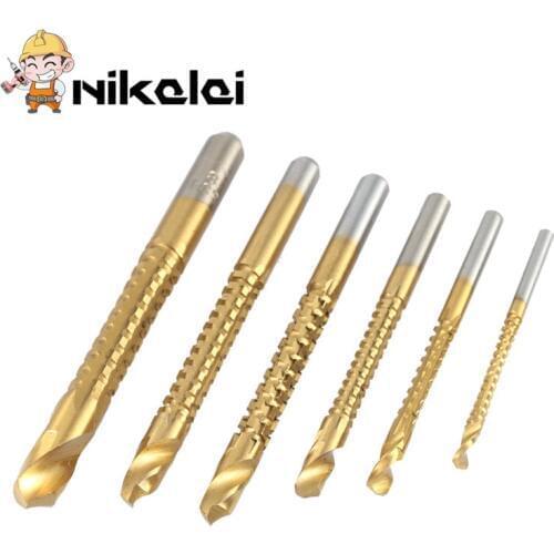6pcs New 3-8mm Titanium Coated HSS Drill Bit Electric Drill Plastic Metal Hole Grooving Drill Saw Carpenter Woodworking Tools