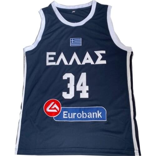 BG basketball jerseys EUROBANK 34 jersey Embroidery sewing Outdoor sportswear Hip-hop movie jersey bule white 2020 summer Greece