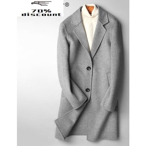 Spring Autumn 200% Wool Coat Men Long Jacket Korean Fashion Mens Coats and Jackets Erkek Mont 2020 B29N000096A KJ4206