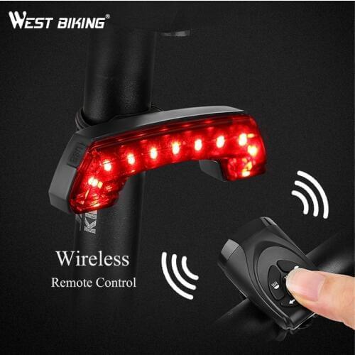 WEST BIKING Bicycle Taillight USB Rechargeable Cycling LED Alarm Horn Bell Wireless Remote Control Turn Signal Bike Rear Light