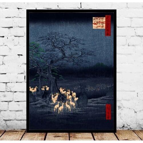 Japanese Kitsune Fox Japanese Art Poster Canvas Painting