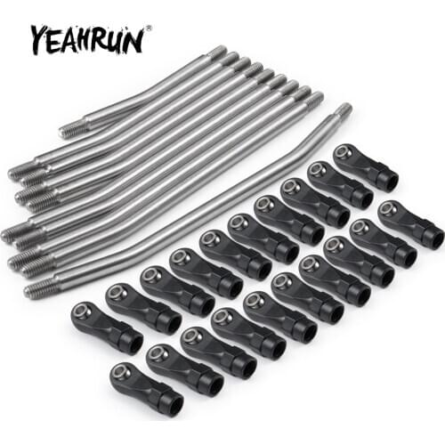 YEAHRUN 10pcs Stainless Steel Linkage Steering Link Rod Set for TRX-4 TRX4 TRX-6 Axial SCX10 II 90046 1/10 RC Crawler Car Parts
