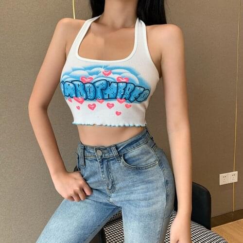 Womens Summer Tops Camisole Letters Printed Tank Top Sling for Travelling Vacation Party Shopping Holiday