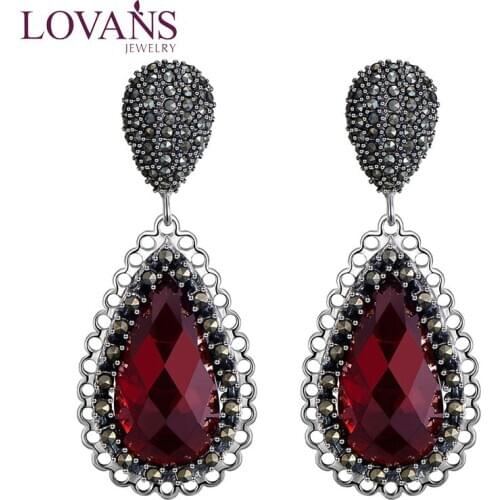 LOVANS Big Stone Dangle Earrings Zirconia Women Stud Earrings Luxry Jewelry подарки жене For New Year