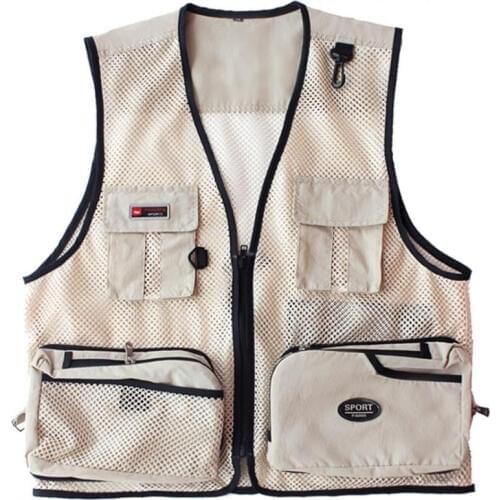 Summer Outdoor Multi-pockets sleeveless Mesh Breathable Quick Dry Vest Fishing Hiking Climbing Photography Waistcoat Man