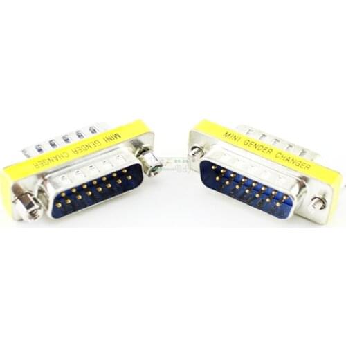 1Pcs DB15 core to hole computer data adapter 2 row 15 pin male to male extension plug HiFi accessories