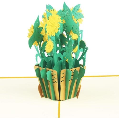 10pcs Sunflower Flower Handmade Origami 3D Pop UP Greeting Card Invitation For Wedding Birthday Xmas Party Souvenirs Gift