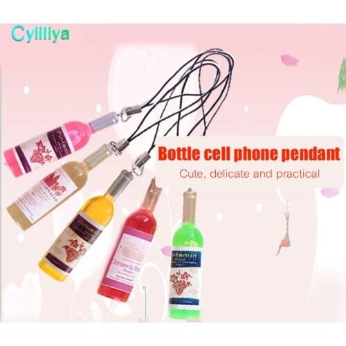 30pcs Small wine bottle wine cell phone pendant key chain key ring beer bottle creative Korea jewelry gifts gifts