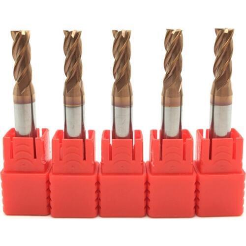 5pcs HRC60 5mm 50L 4Flute Flat End Mill D5X13XD6X50L Solid Carbide Spiral Straight Shank Endmill for Wood CNC Cutter