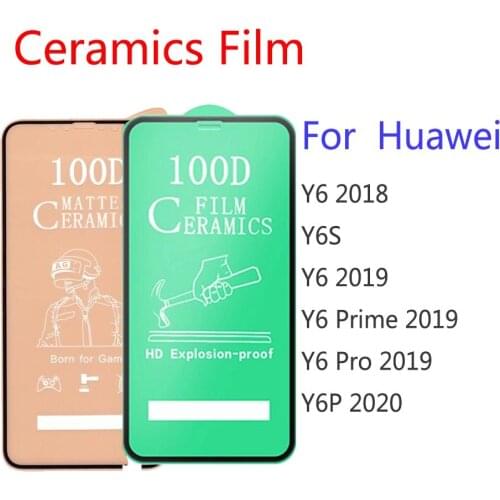 50Pcs\Lot 100D Full Cover Soft Ceramic Tempered Glass For Huawei Y5 Prime 2018 2019 Y5P Protector Film