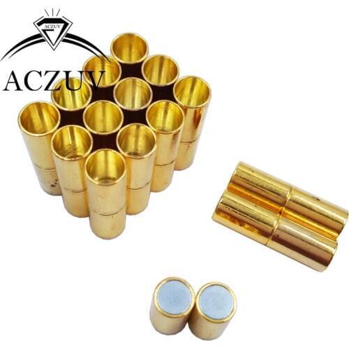 500Pcs 3mm 4mm 5mm 6mm 8mm Hole Gold Plated Metal End Caps Magnetic Clasps for Round Leather Cord Jewelry Findings LMC005