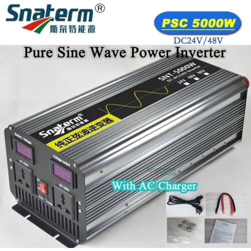 5000W/5KW high frequency LCD Power inverter single phase off grid converter DC24V 48V to AC220V 230V 50HZ 60HZ with AC charger