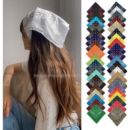 Fashion Bohemian Print Bandana Hair Bands for Women Girls Turban Headband Unisex Square Scarf Handkerchief Hair Accessories