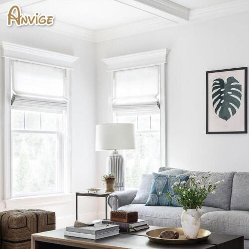 Anvige White Color Cotton/Linen Fabric Customized Blackout/Light Filtering Curtain Roman Blinds Roman Shades