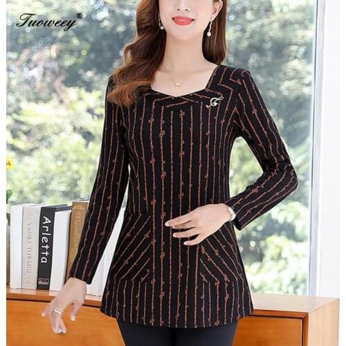 Blouses 5XL Women 2020 Long Sleeve Striped Shirt o-neck Lady Office Shirt Autumn Blouse Top Blusas Mujer Plus Size