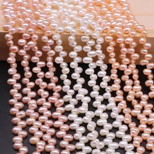 100% Natural Freshwater Pearl Beads 5-6mm Rice Shape Pearl Beads For DIY Jewelry Making Charm Necklace Bracelet 15'' Strand