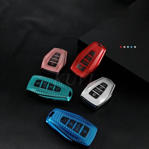Carbon Fiber TPU Car Remote Key Case Cover Holder Shell For Geely Coolray 2019-2020 4 Buttons Auto Styling Fob Accessories