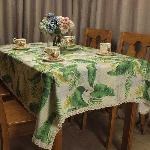 CURCYA Green Leaves Spring Summer Decorative Table Cover Customize Good Quality Home Restaurant Dining Tablecloth