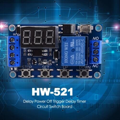HW-521 1-Way Relay Module Delay Power Off Trigger Delay Timer Circuit Switch Board Cycle Timing Circuit Switch Relay Module