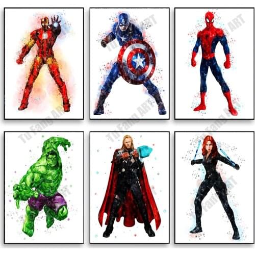 Disney Marvel Superhero Poster Prints Canvas Painting Spiderman Wall Art Picture Anime Posters Room Decor Home Decoration