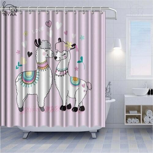 Clipart Llama Alpaca Lama Cute Shower Curtains Waterproof Polyester Fabric 72 x 72 inches with Hooks