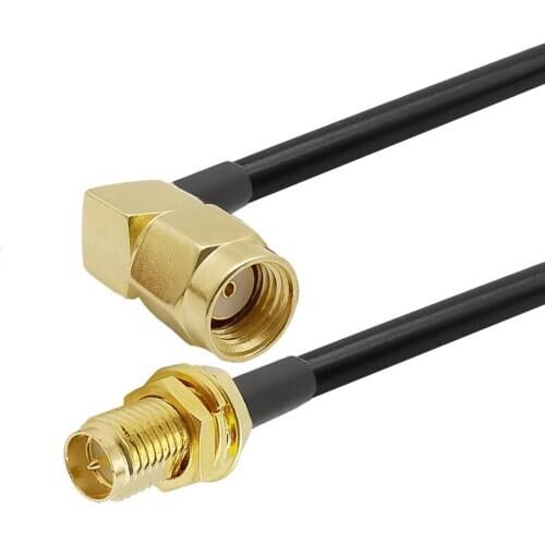 RP SMA Male Right Angle to RP SMA Female RG58 RF Coaxial Cable RP-SMA Low Loss Pigtail Antenna Cable 1-15M