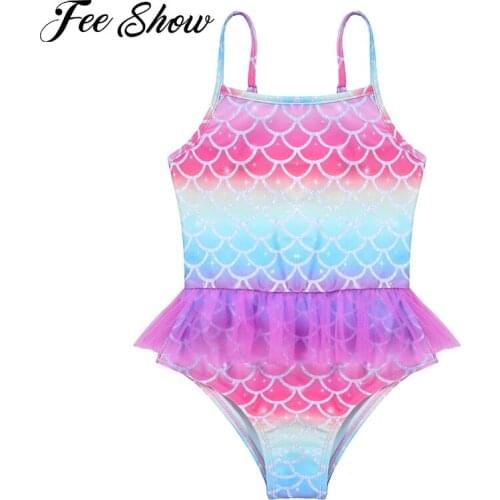 Summer Swimsuit for Little Girls One-Piece Swimwear Kids Spaghetti Straps Jumpsuit Bodysuit Stretchy Beach Bathing Swimming Wear