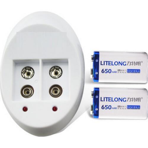 2Pcs / lot LITELAN 9V Rechargeable Battery 650mAh 9V Li-ion Battery+1*Smart Charger 5 years warranty Free Shipping
