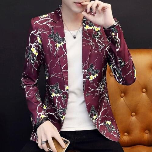 Men 2021 Spring Autumn Fashion Printing Business Suit Overcoats Male Casual Blazers Jackets Men New Slim Fit Outwear W344