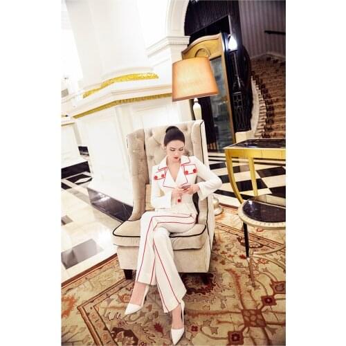 New spring and autumn office lady Fashion casual brand female women girls long sleeve coat pants suits sets clothing