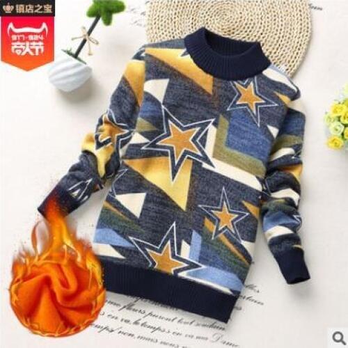 New Arrival! Autumn winter boys sweater gold cashmere plus velvet thickening childrens sweater