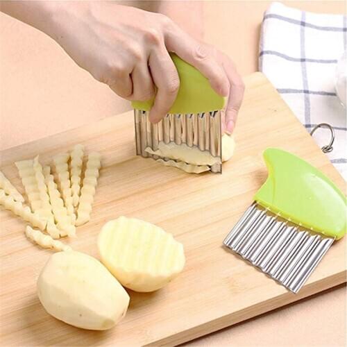 French Fries Knife Stainless Steel Cutting Potato Chips Making Peeler Plastic Handle Vegetable Chopper Fruit Tool Kitchen Tool
