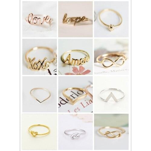 Fashion Item Letter Series "V" Word Love Star and Heart Knot Wedding Bands Ring