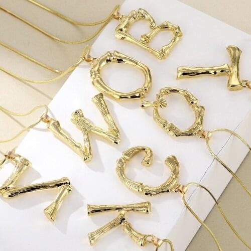 2020 European and American Exclusive Supply of Metal Bamboo Gold 26 English Letter Necklace Fashion Trend Jewelry Manufacturer